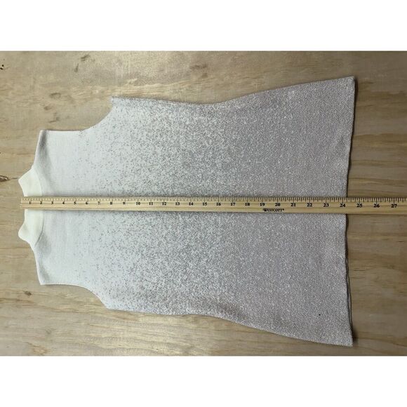 Tahari Mock Neck Sleeveless Sweater Ivory Pink Silver Specks Rayon Blend Medium - Picture 4 of 5